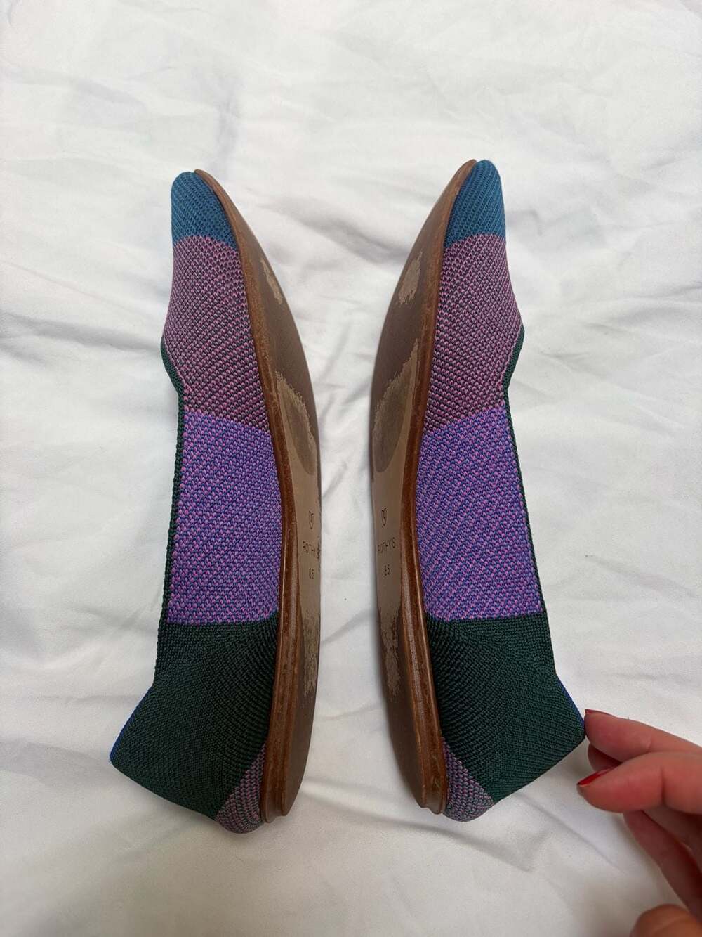Rothy's The Point Multi-Color Geometric Pattern Knit Flats 8.5 - Picture 4 of 11
